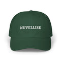 Dark green NUVELLISE Signature Cap with white lettering – front view