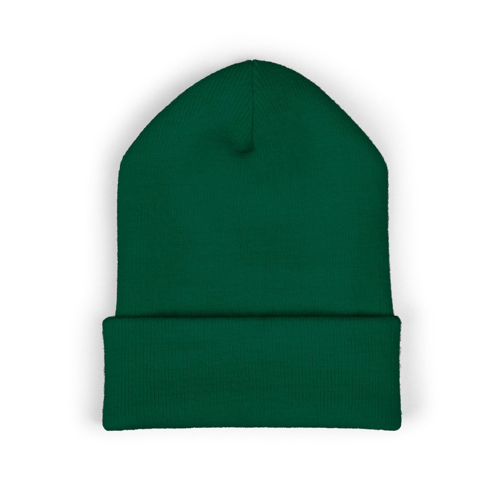 Bonnet NUVELLISE Signature vert foncé avec revers et broderie NUVELLISE blanche