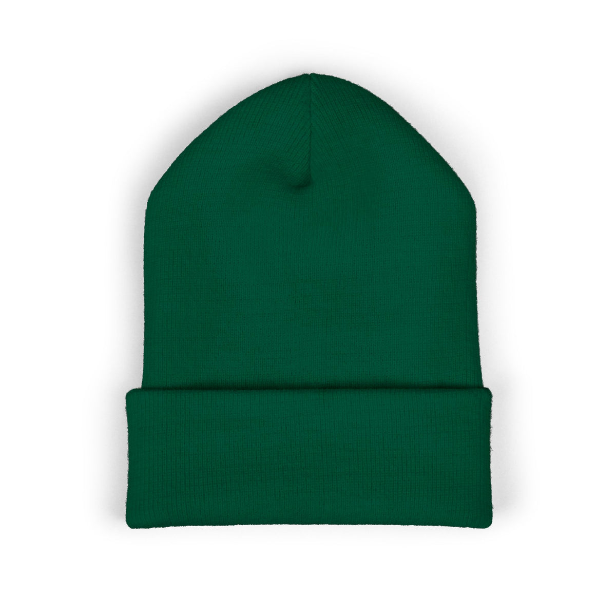 Dark green NUVELLISE Signature Beanie with cuff and white NUVELLISE embroidery