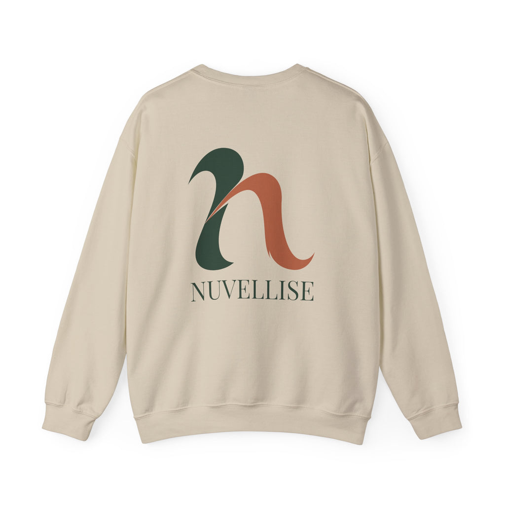 Felpa NUVELLISE Flow sabbia – retro con motivo Flow verde e terracotta