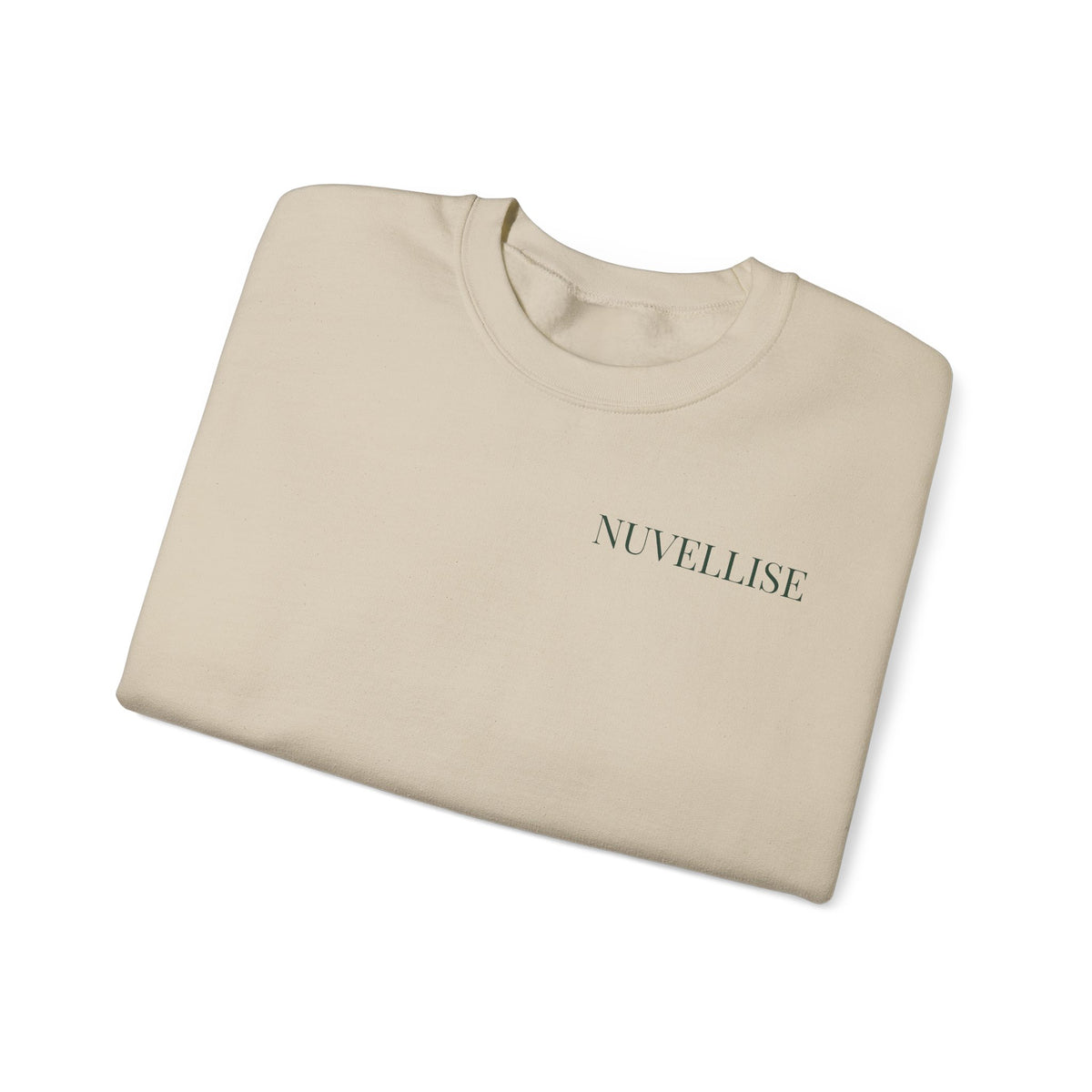 Felpa NUVELLISE Signature sabbia girocollo con scritta verde bosco sul petto