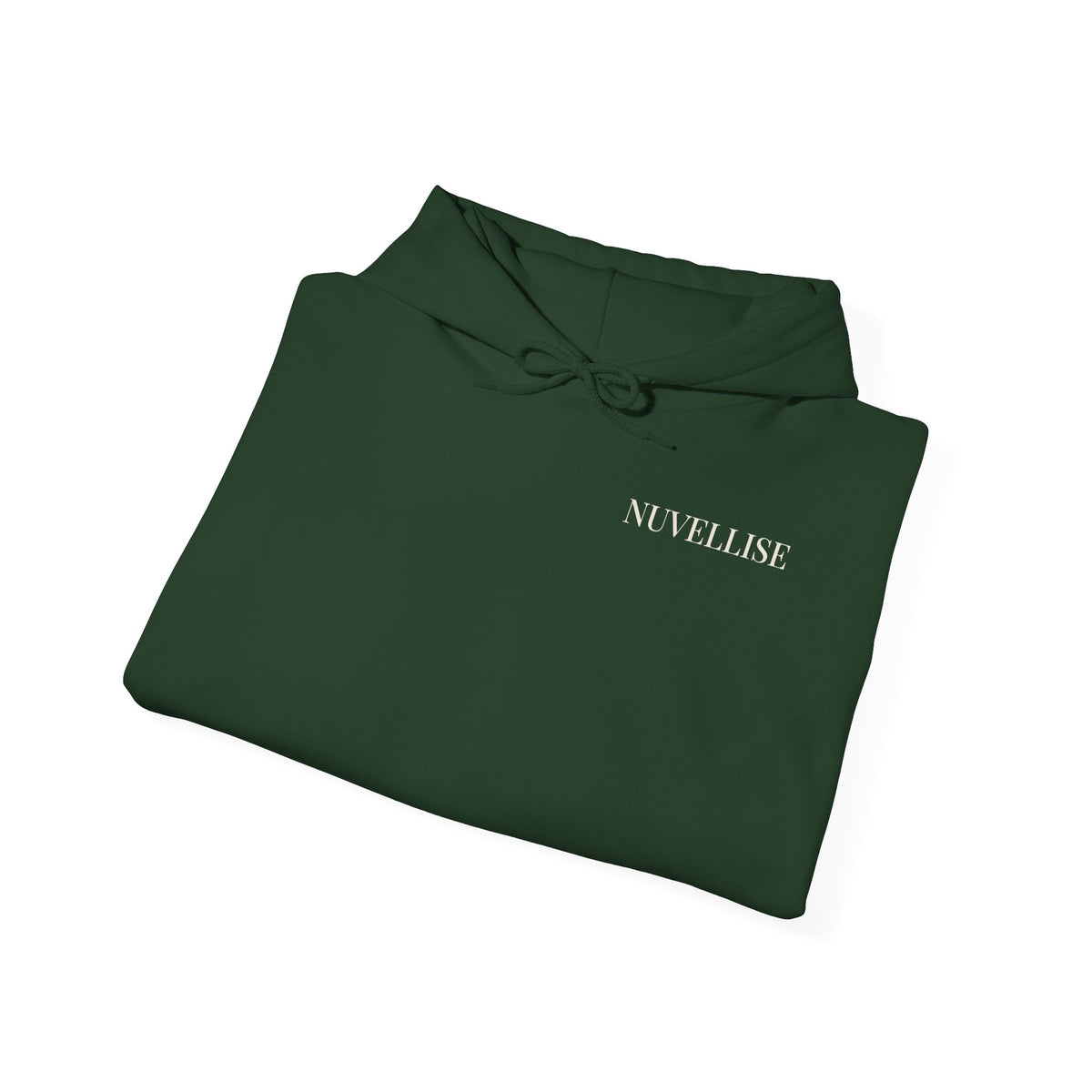 NUVELLISE Flow Hoodie in Waldgrün mit Kapuze und grafischem Flow-Design
