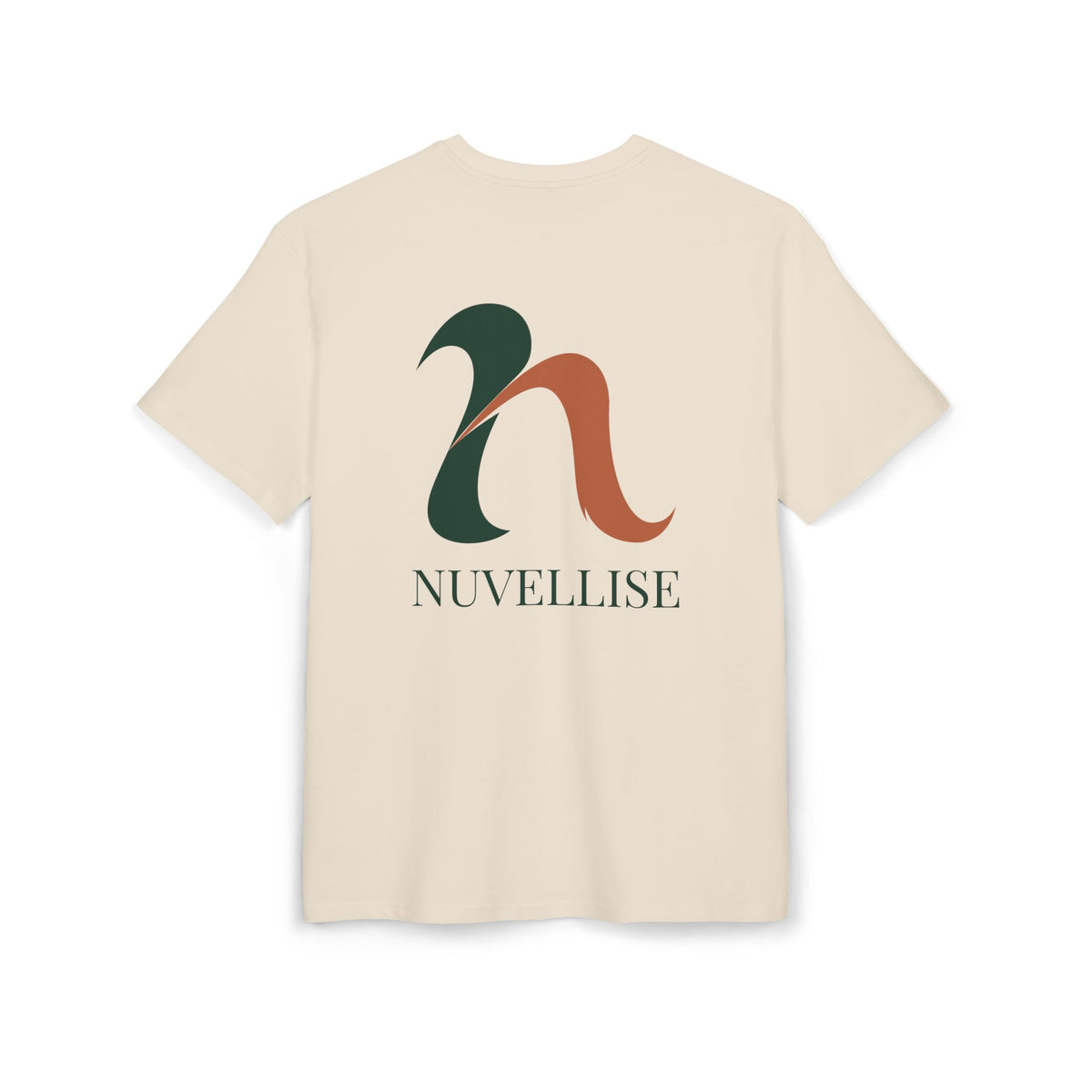 T-shirt oversize NUVELLISE Flow sabbia in cotone con motivo Flow verde e terracotta