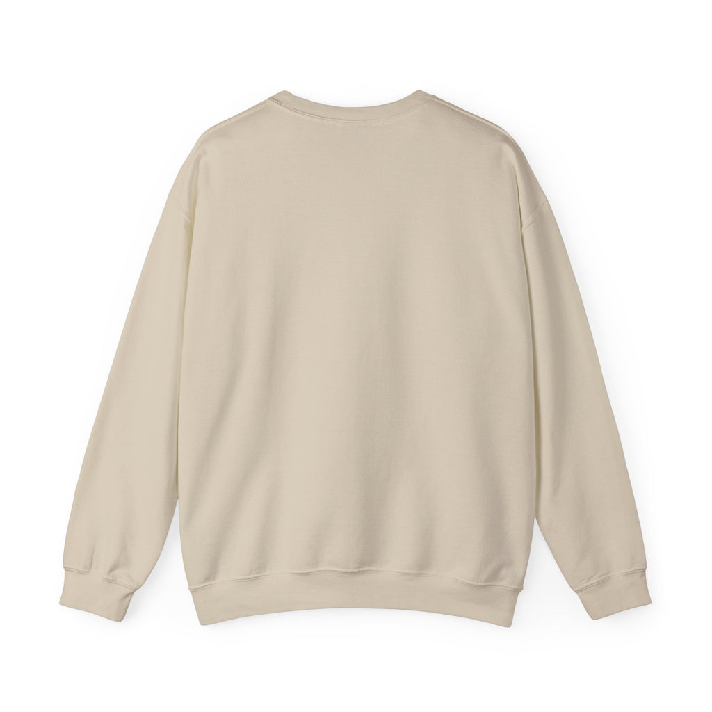 Sweatshirt NUVELLISE Signature sable à col rond avec lettrage vert forêt sur la poitrine