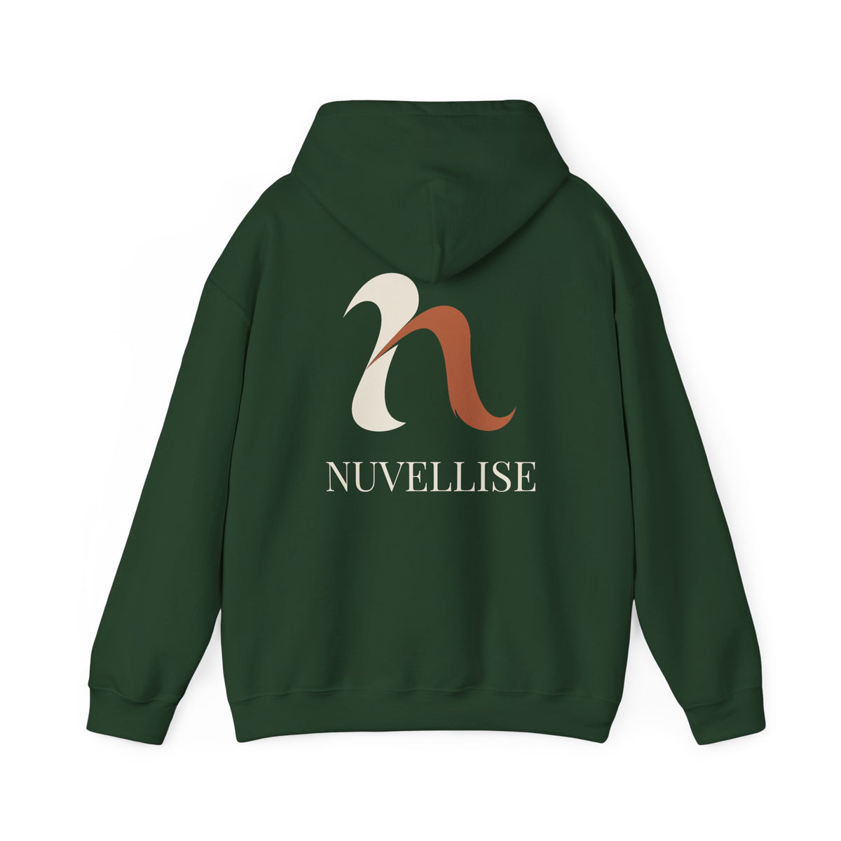 NUVELLISE Flow Hoodie in Waldgrün mit Kapuze und grafischem Flow-Design