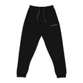 Schwarze NUVELLISE Signature Joggers mit weissem Schriftzug als Stickerei – Vorderansicht