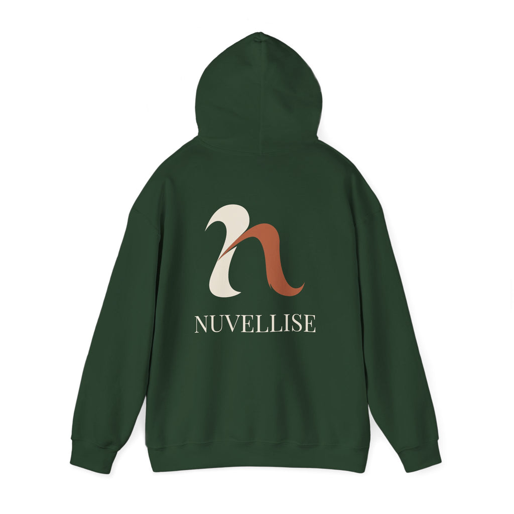Forest green NUVELLISE Flow Hoodie with hood and graphic Flow design
