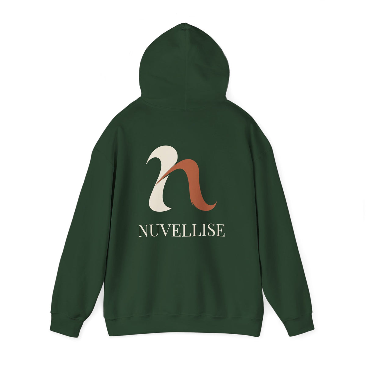 NUVELLISE Flow Hoodie in Waldgrün mit Kapuze und grafischem Flow-Design