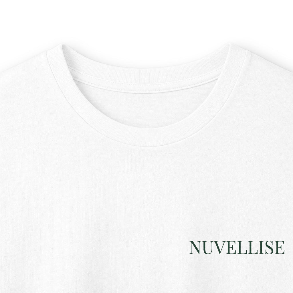Detailansicht des weissen NUVELLISE Signature Longsleeves