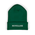 Bonnet NUVELLISE Signature vert foncé avec revers et broderie NUVELLISE blanche