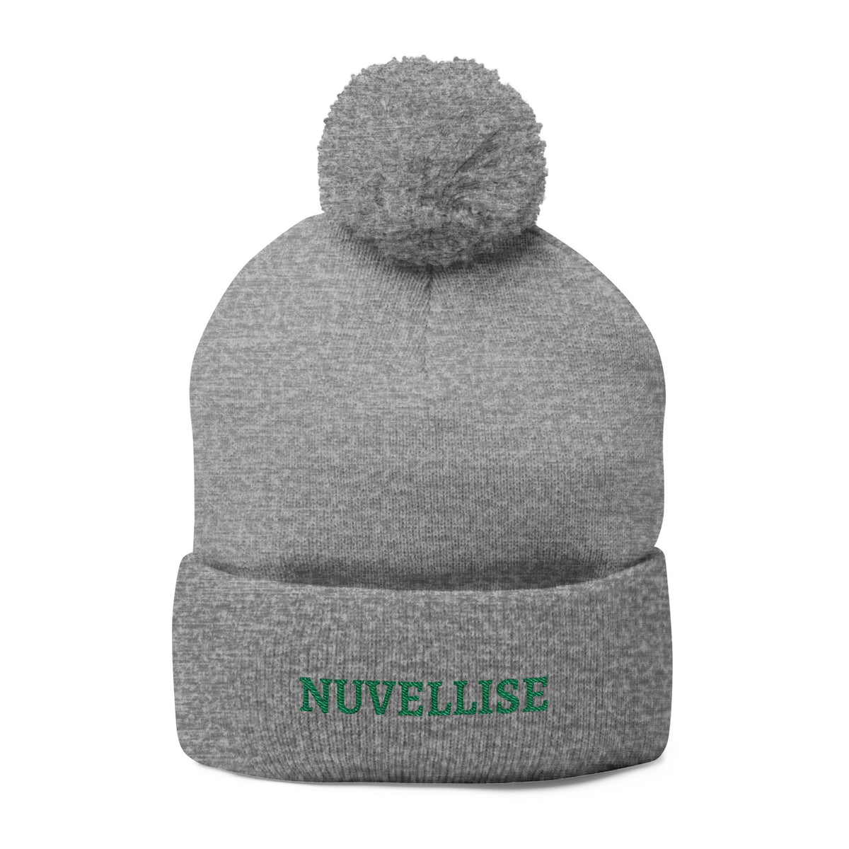 NUVELLISE Signature Bommelmütze – Graumeliert